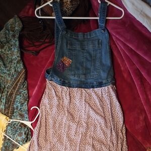 Reworked bib maxi dress